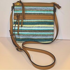 New With Tag Style & Co Straw North South Crossbody Bag In Multicolor Bl…